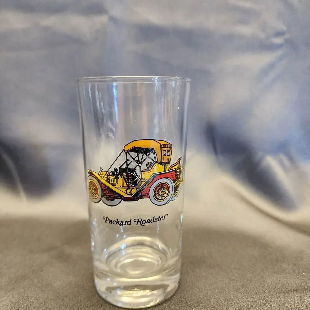 Classic Car Tumbler Set Of 4, 6 oz  Clear Drinking Glass Avon Barware
